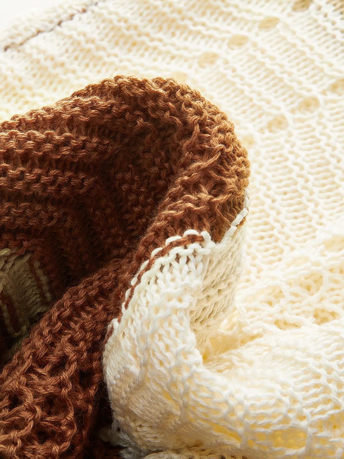 Contrast Stripe Crochet Halter-Neck Maxi Dress sold by COMMENSE product image thumbnail 4