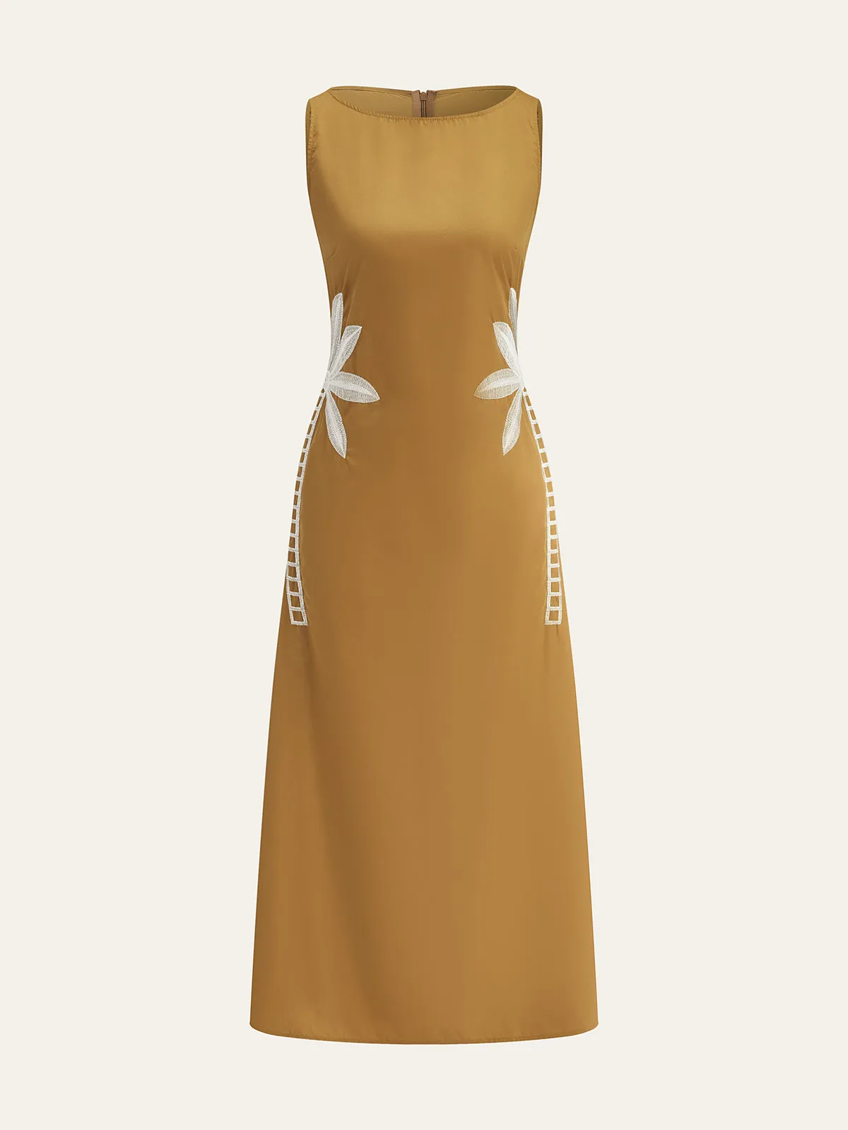 Side-Embroidered Sleeveless Dress sold by COMMENSE