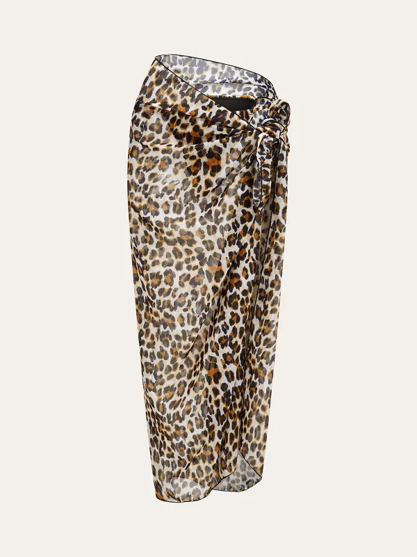 Leopard Print Sheer Sarong Cover-Up sold by COMMENSE