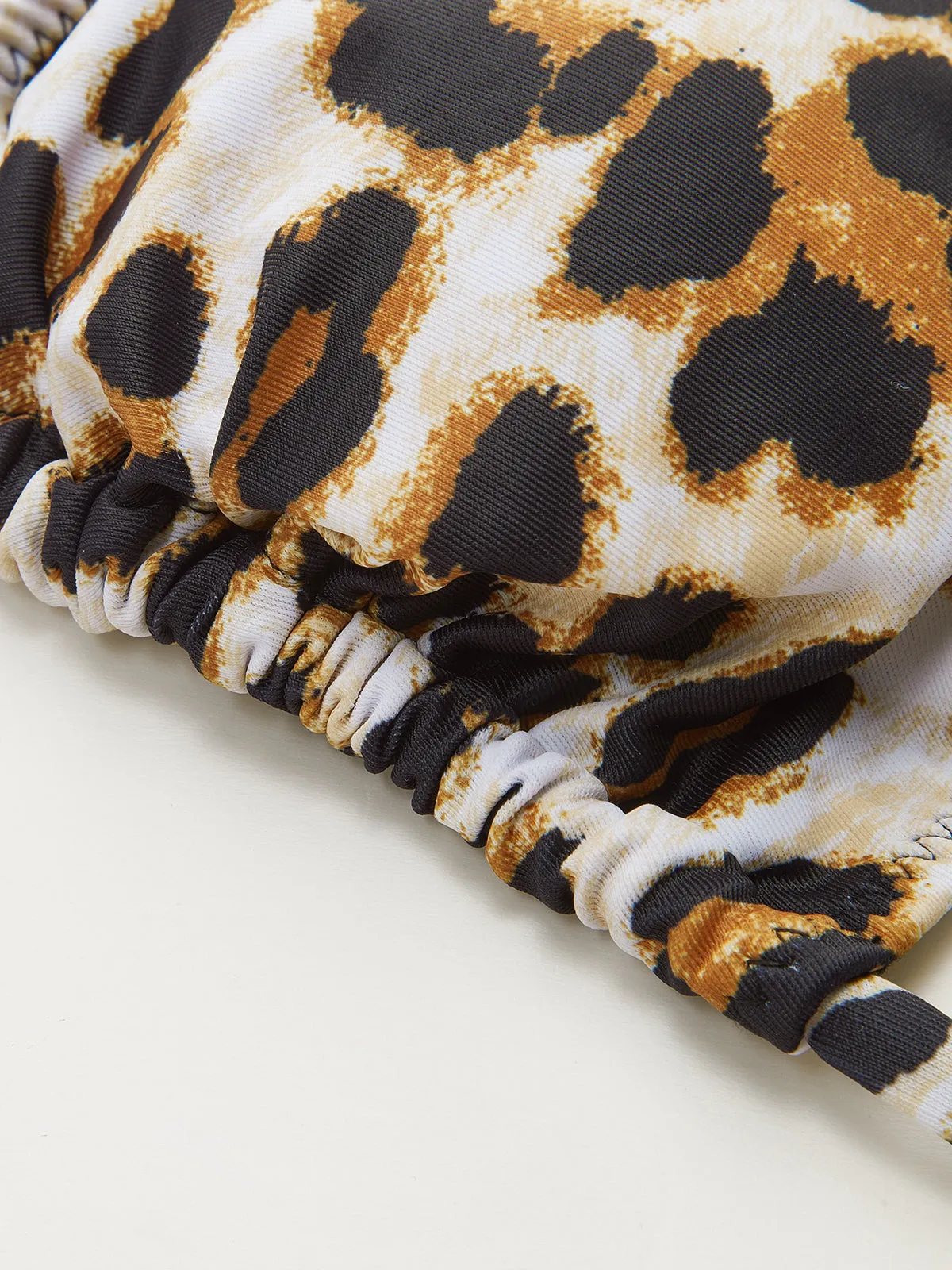 Leopard Print Triangle Bikini Top with Tie-Back sold by COMMENSE product image thumbnail 4