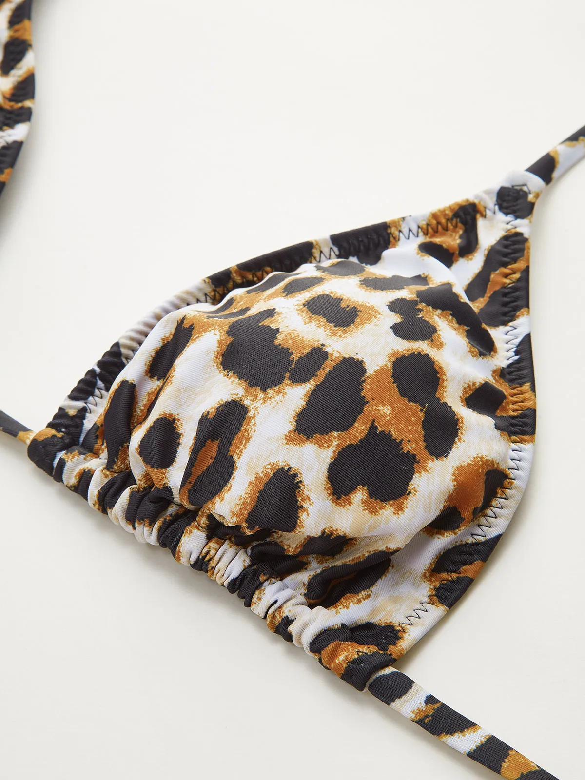 Leopard Print Triangle Bikini Top with Tie-Back sold by COMMENSE product image thumbnail 3