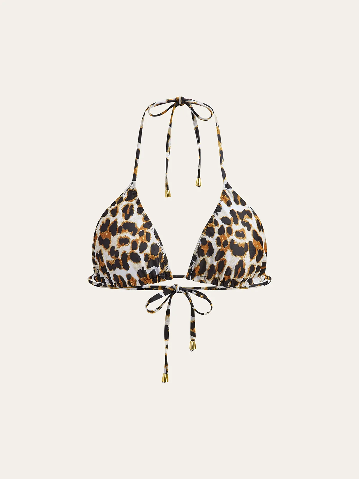 Leopard Print Triangle Bikini Top with Tie-Back sold by COMMENSE