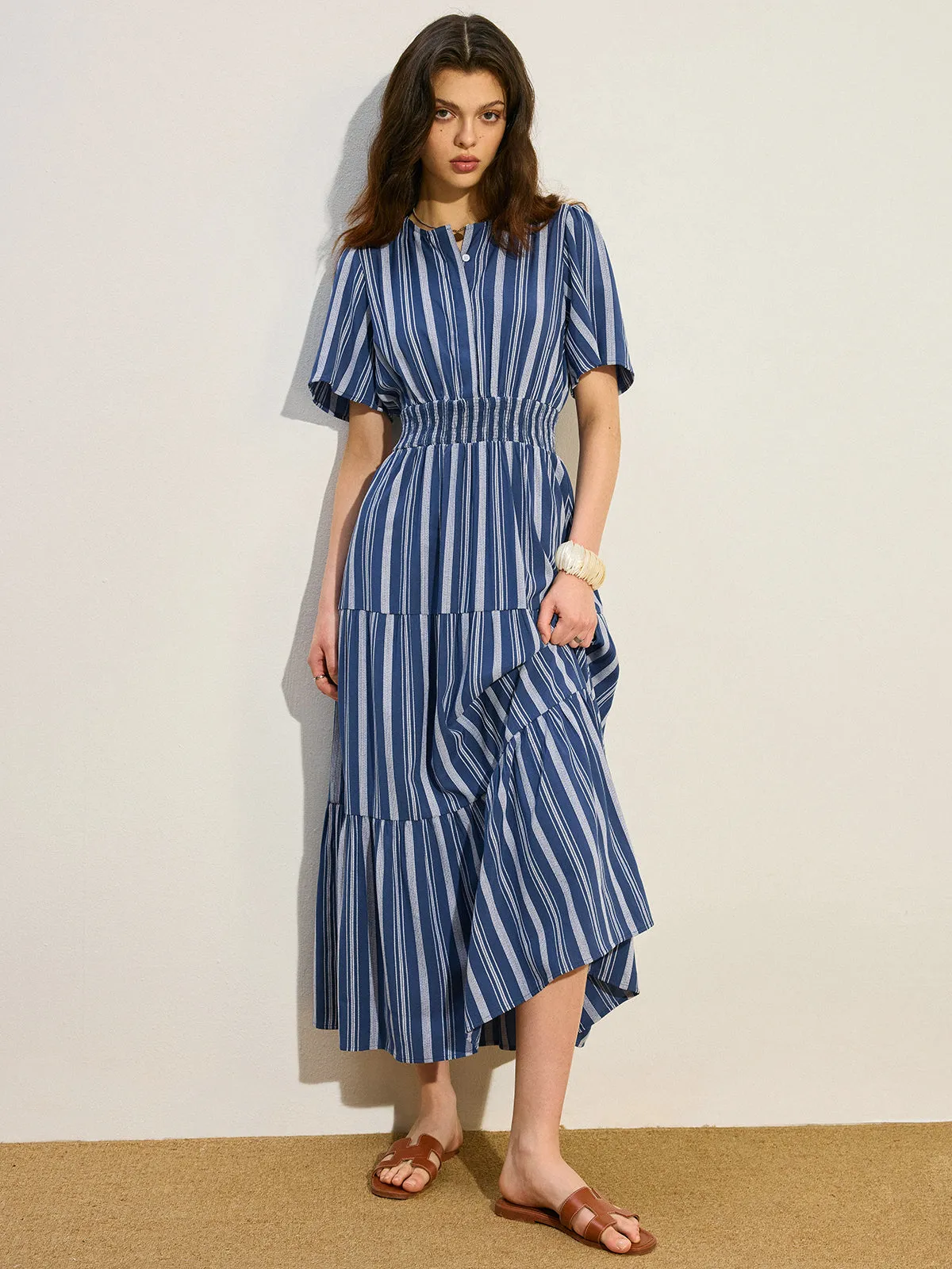 Striped Smocked Waist Tiered Maxi Dress sold by COMMENSE product image thumbnail 2