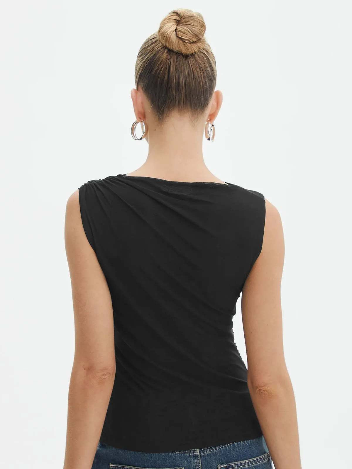 Solid Pleated Tank Top sold by COMMENSE product image thumbnail 3