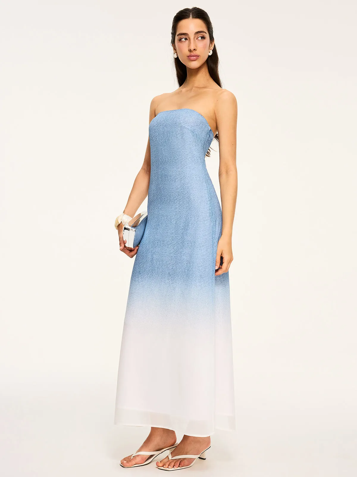 Gradient Strapless Maxi Slit Dress sold by COMMENSE product image thumbnail 2
