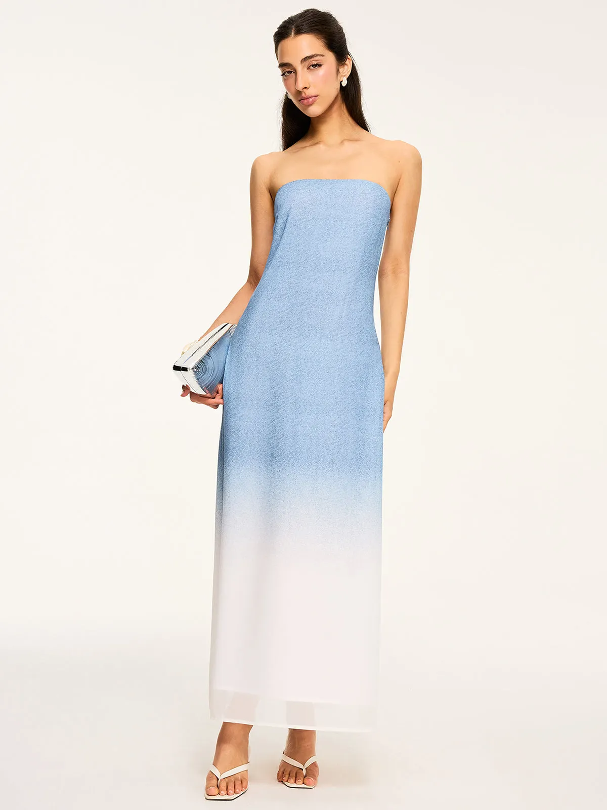 Gradient Strapless Maxi Slit Dress sold by COMMENSE product image thumbnail 4