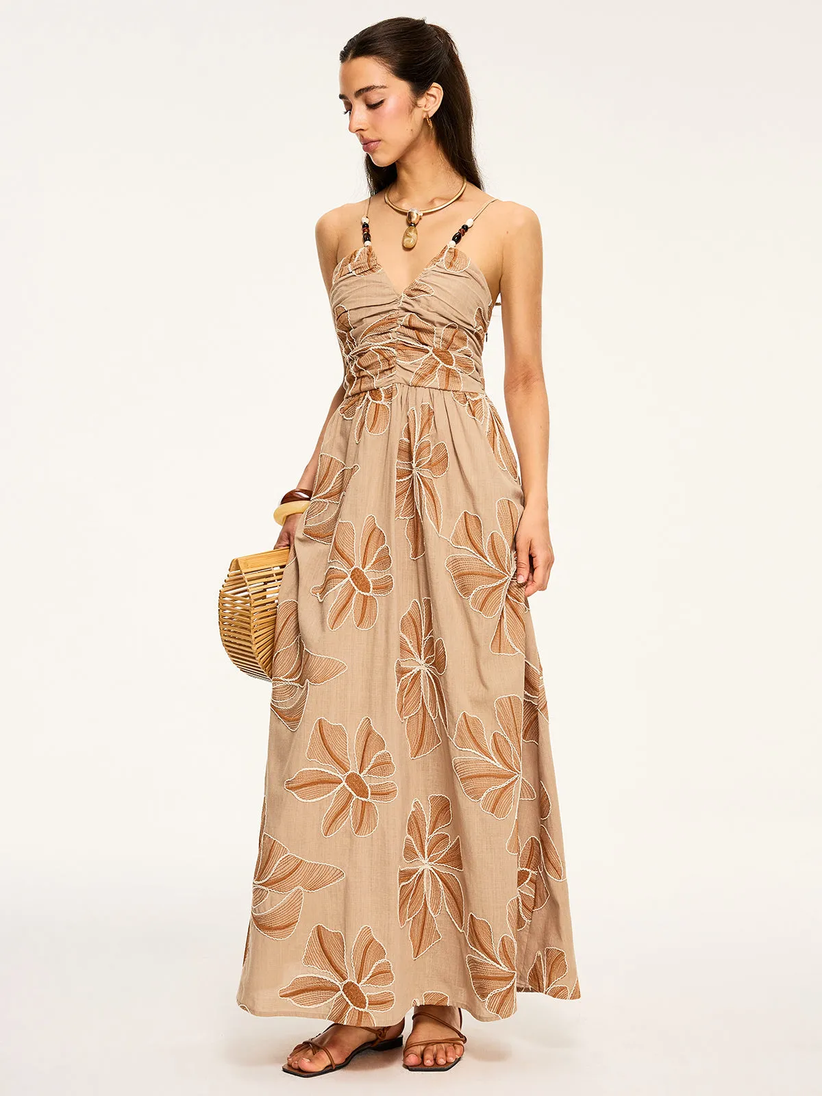 Floral Print Backless Maxi Dress sold by COMMENSE product image thumbnail 5