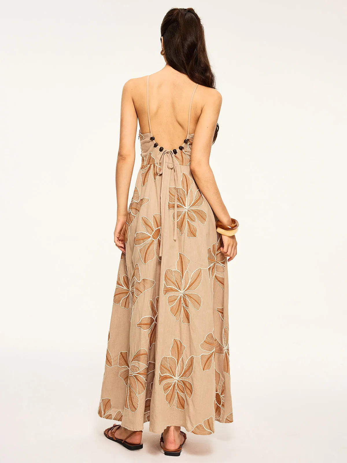 Floral Print Backless Maxi Dress sold by COMMENSE product image thumbnail 4