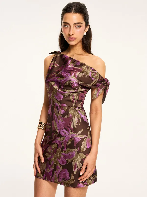 Floral Off-shoulder Mini Dress sold by COMMENSE