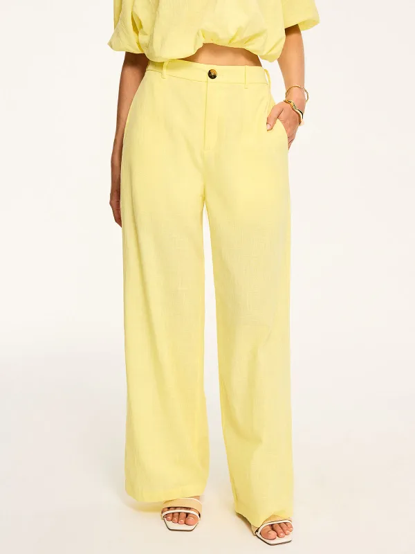 Mid-Waisted Wide-Leg Pants sold by COMMENSE
