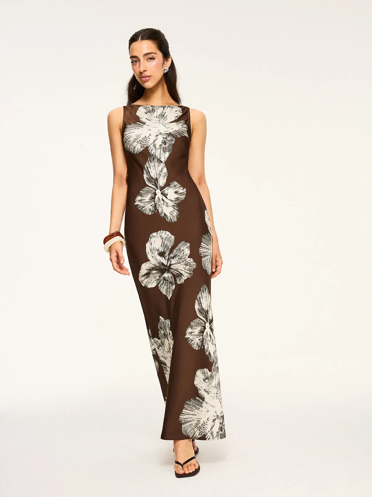 Floral Print Tied Backless Dress sold by COMMENSE product image thumbnail 3