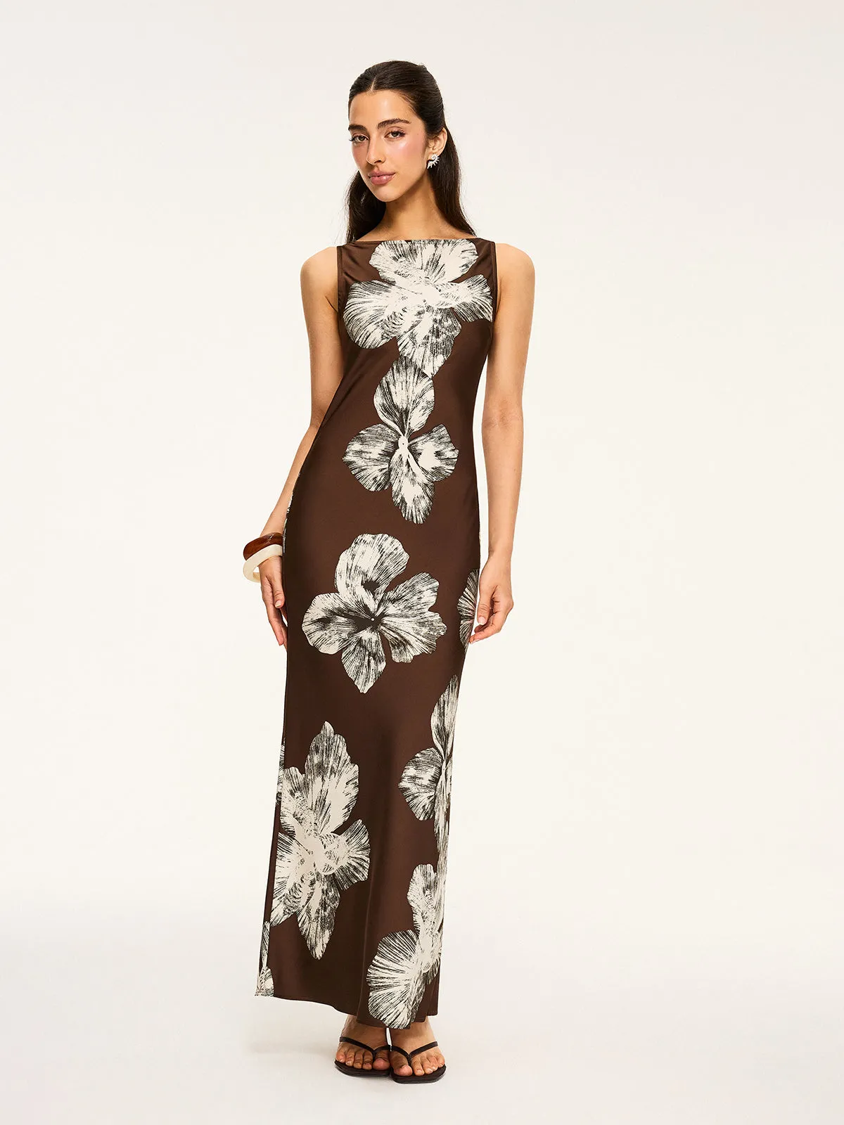Floral Print Tied Backless Dress sold by COMMENSE product image thumbnail 2