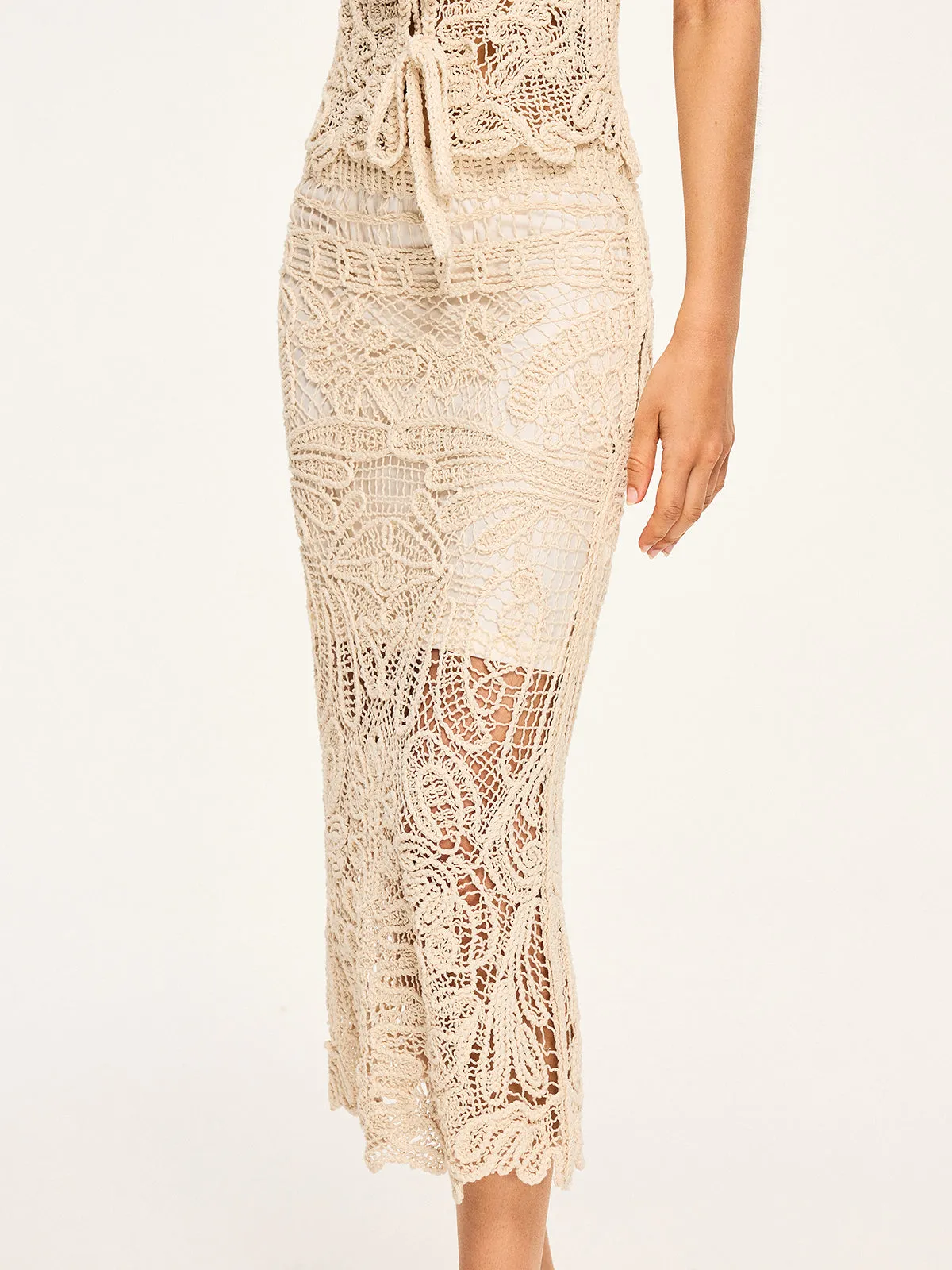 Sheer Crochet Midi Dress sold by COMMENSE product image thumbnail 2