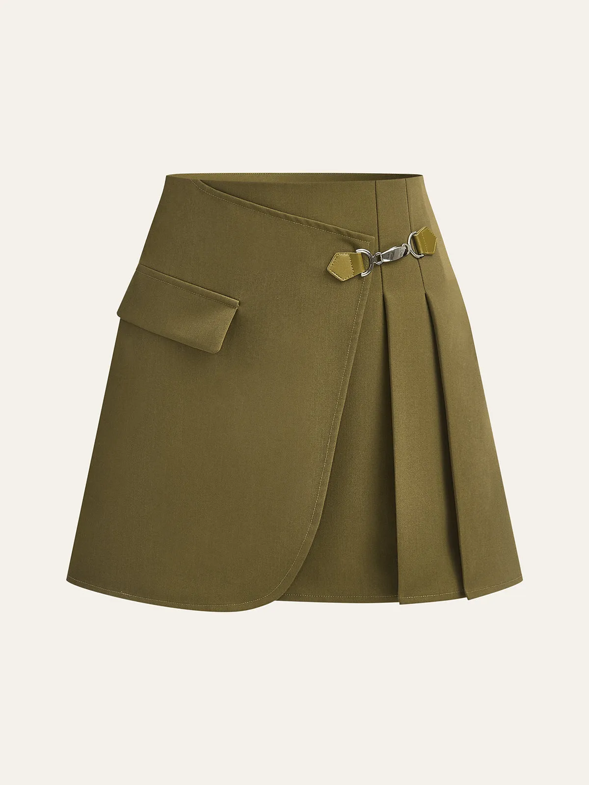 Pocketed Wrap Pleated Skirt sold by COMMENSE
