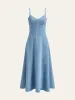 Denim Spaghetti Strap Midi Dress sold by COMMENSE