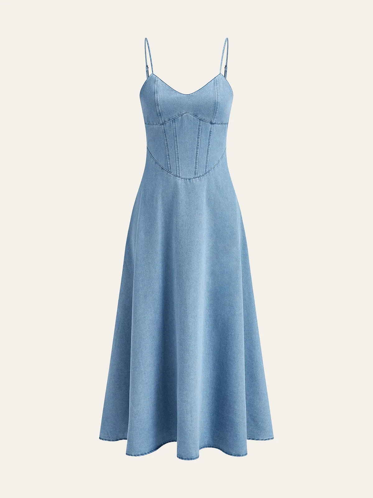 Denim Spaghetti Strap Midi Dress sold by COMMENSE