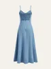 Denim Spaghetti Strap Midi Dress sold by COMMENSE