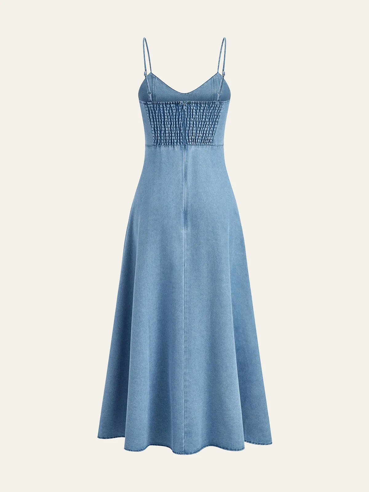 Denim Spaghetti Strap Midi Dress sold by COMMENSE product image thumbnail 3