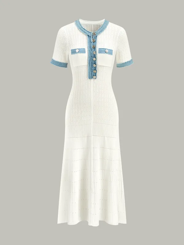 Trimmed Knit Midi Dress sold by COMMENSE