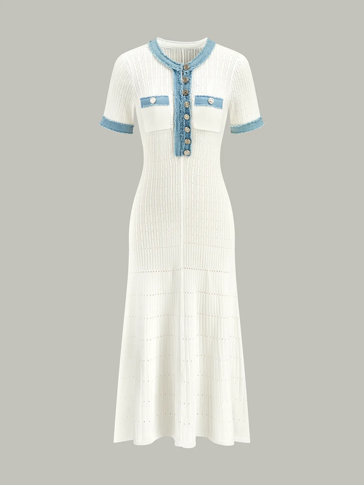 Trimmed Knit Midi Dress sold by COMMENSE