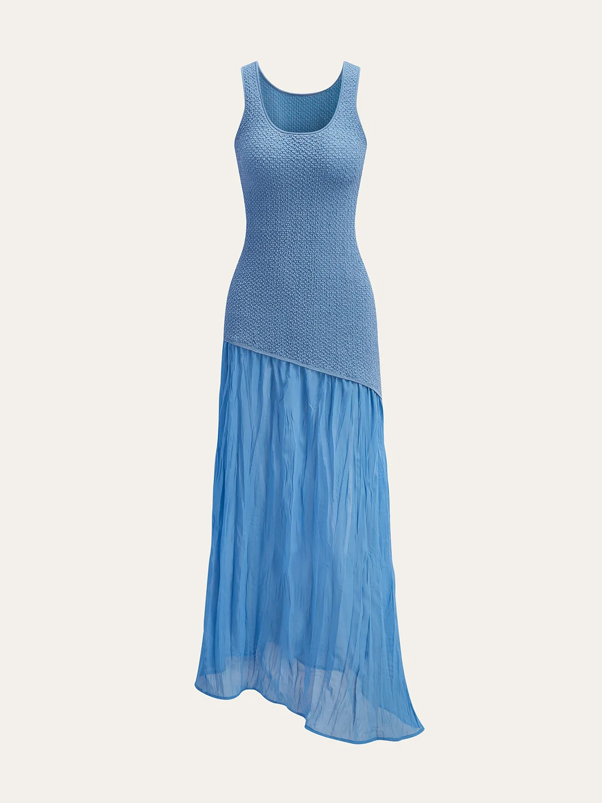 Sleeveless Knit-Mesh and Chiffon Maxi Dress sold by COMMENSE