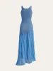 Sleeveless Knit-Mesh and Chiffon Maxi Dress sold by COMMENSE