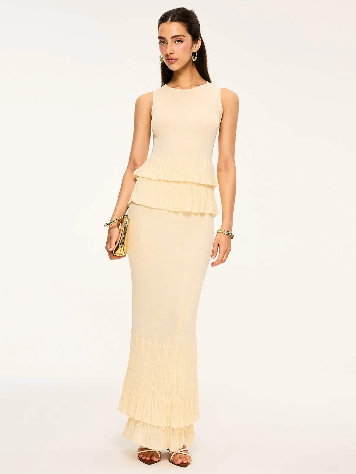 Pleated Hem Maxi Skirt sold by COMMENSE product image thumbnail 2