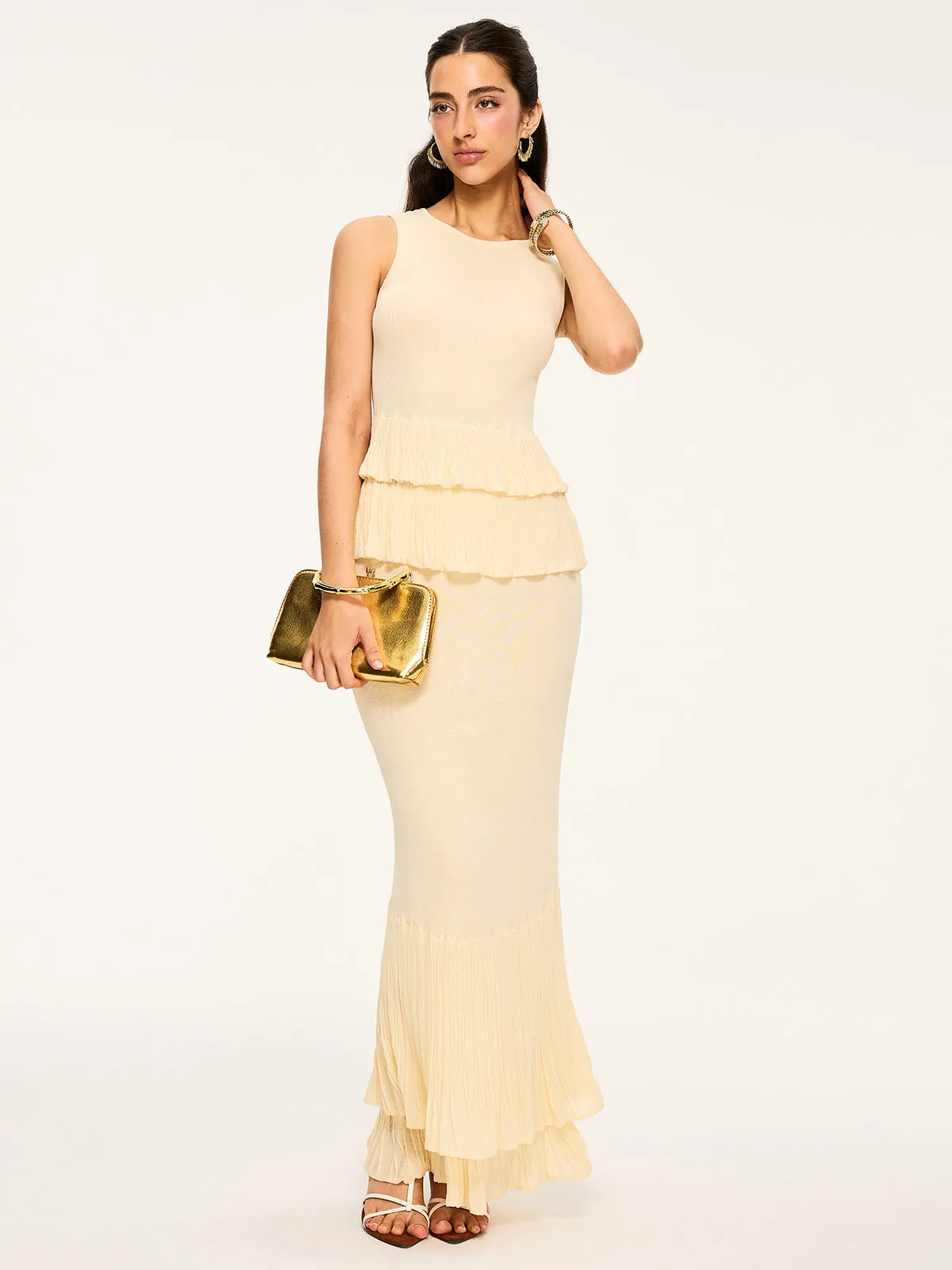 Pleated Hem Maxi Skirt sold by COMMENSE product image thumbnail 5