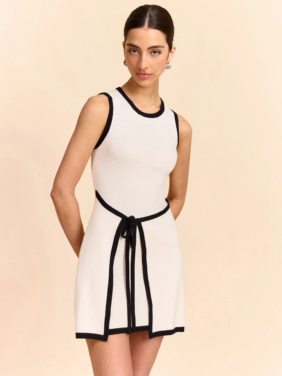 Contrast Trim Wrap Mini Dress sold by COMMENSE product image thumbnail 2