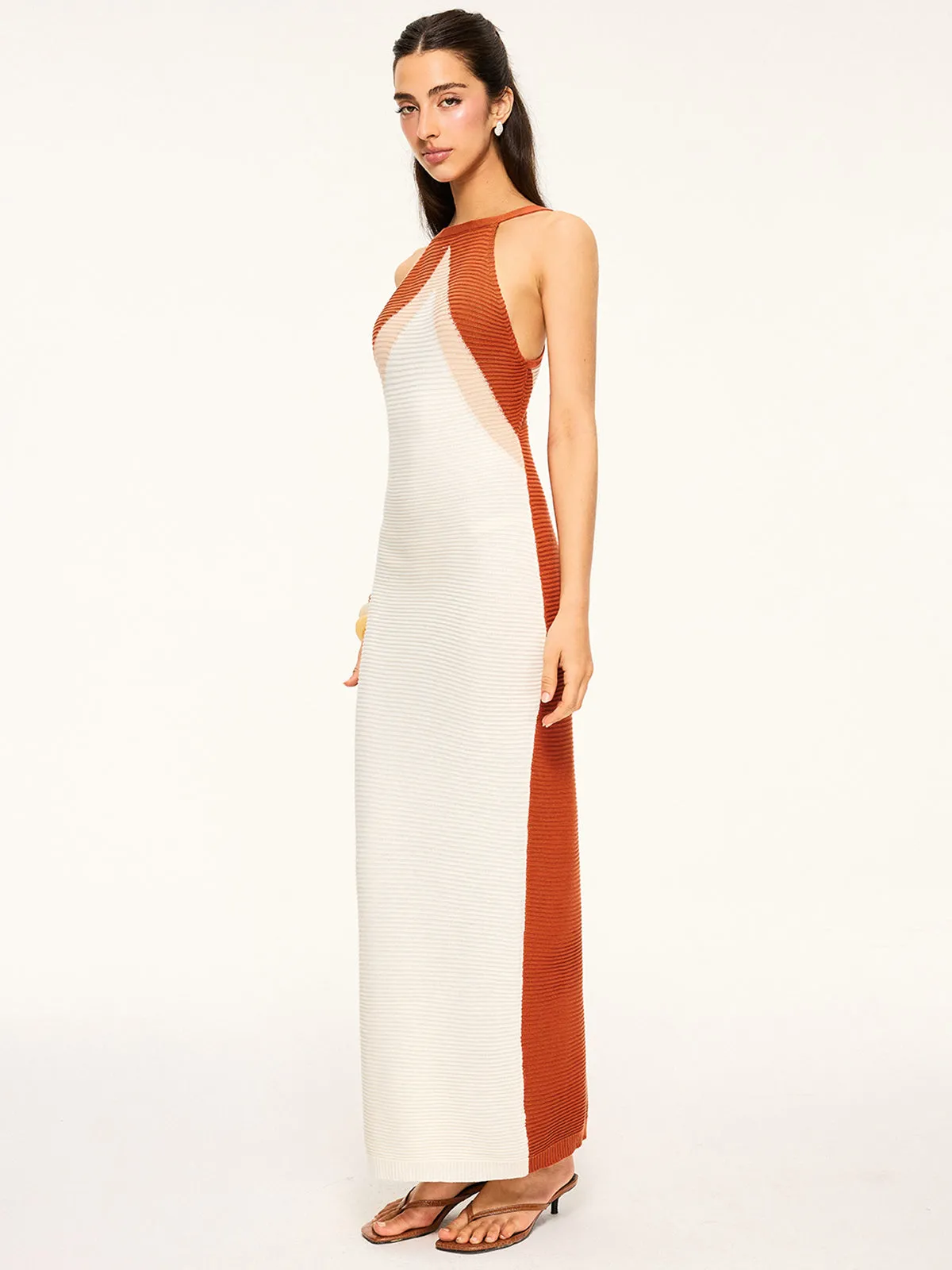 Knit Maxi Dress with Cut-Out Back sold by COMMENSE product image thumbnail 5