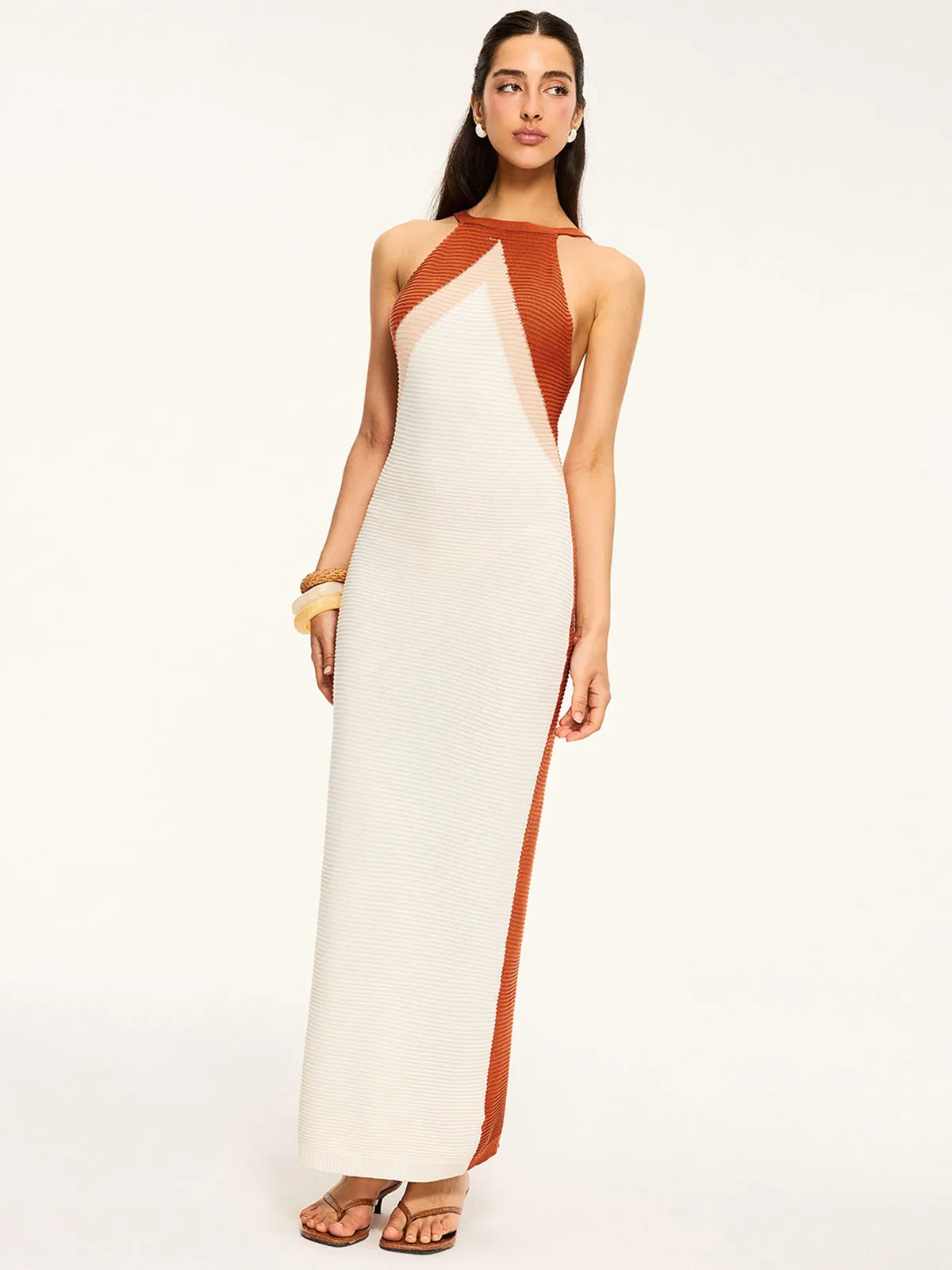 Knit Maxi Dress with Cut-Out Back sold by COMMENSE product image thumbnail 4