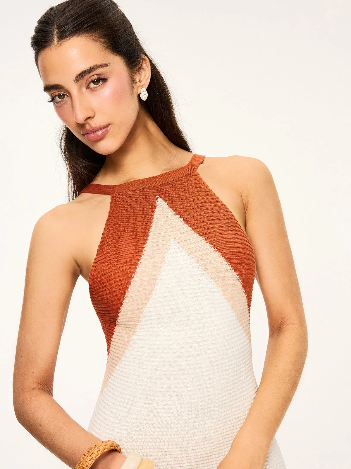 Knit Maxi Dress with Cut-Out Back sold by COMMENSE product image thumbnail 3
