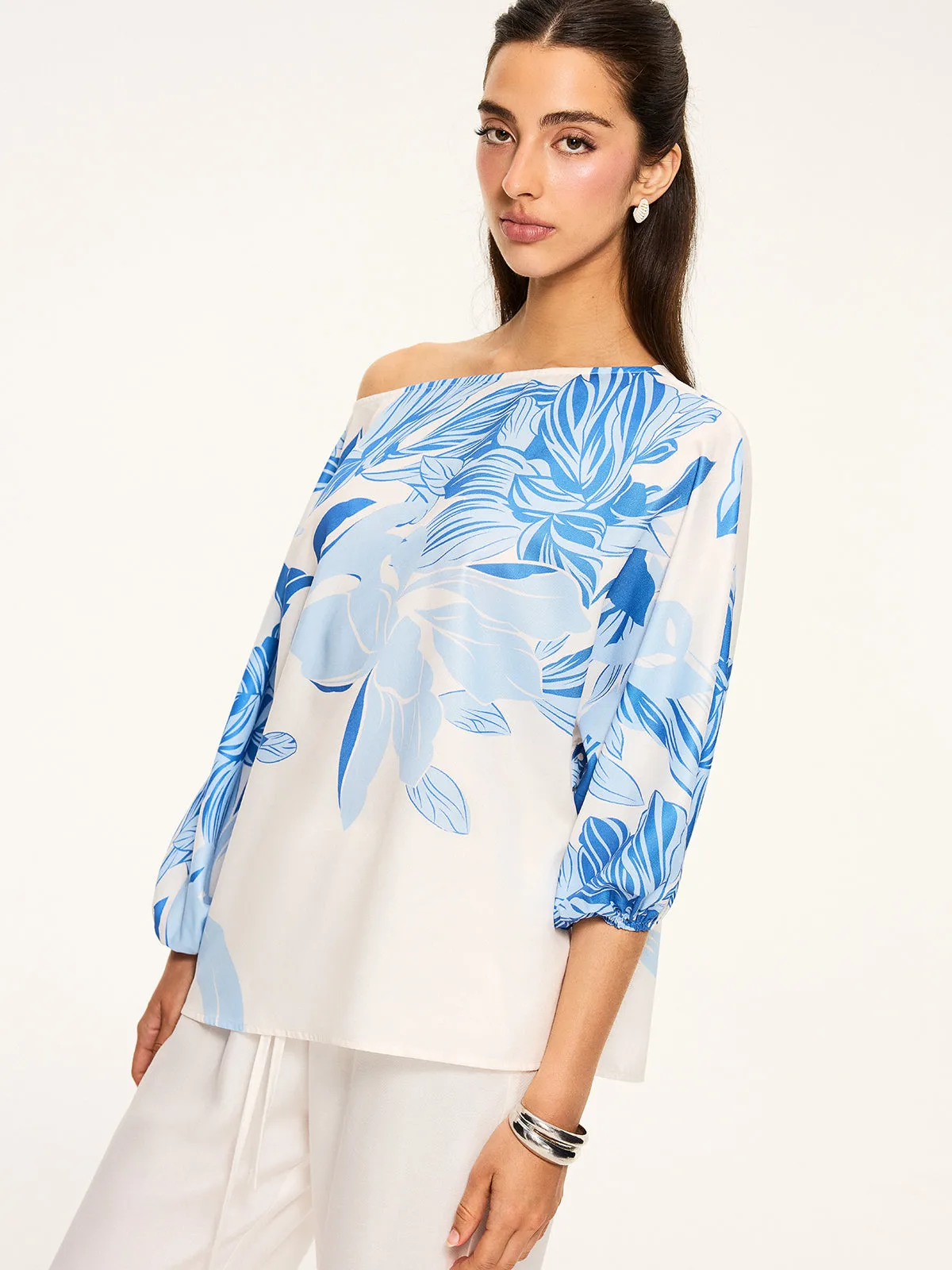 Off-Shoulder Floral Print Blouse sold by COMMENSE product image thumbnail 3