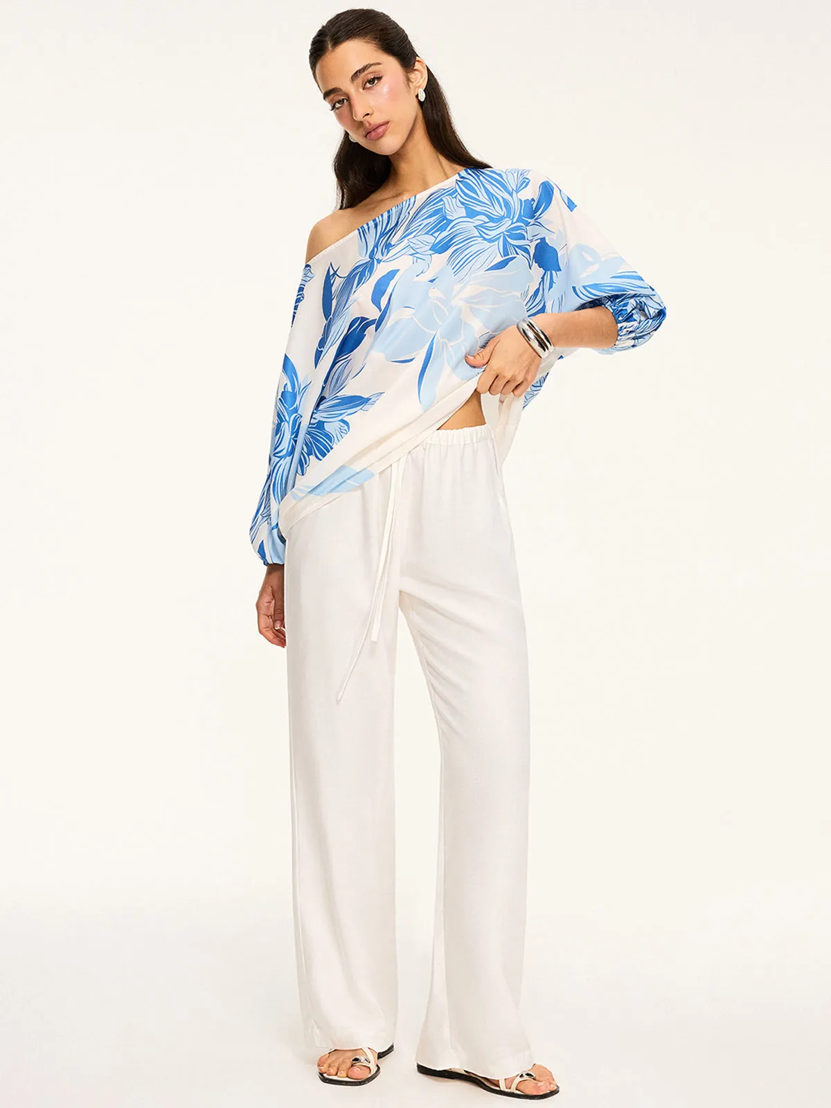 Off-Shoulder Floral Print Blouse sold by COMMENSE product image thumbnail 2
