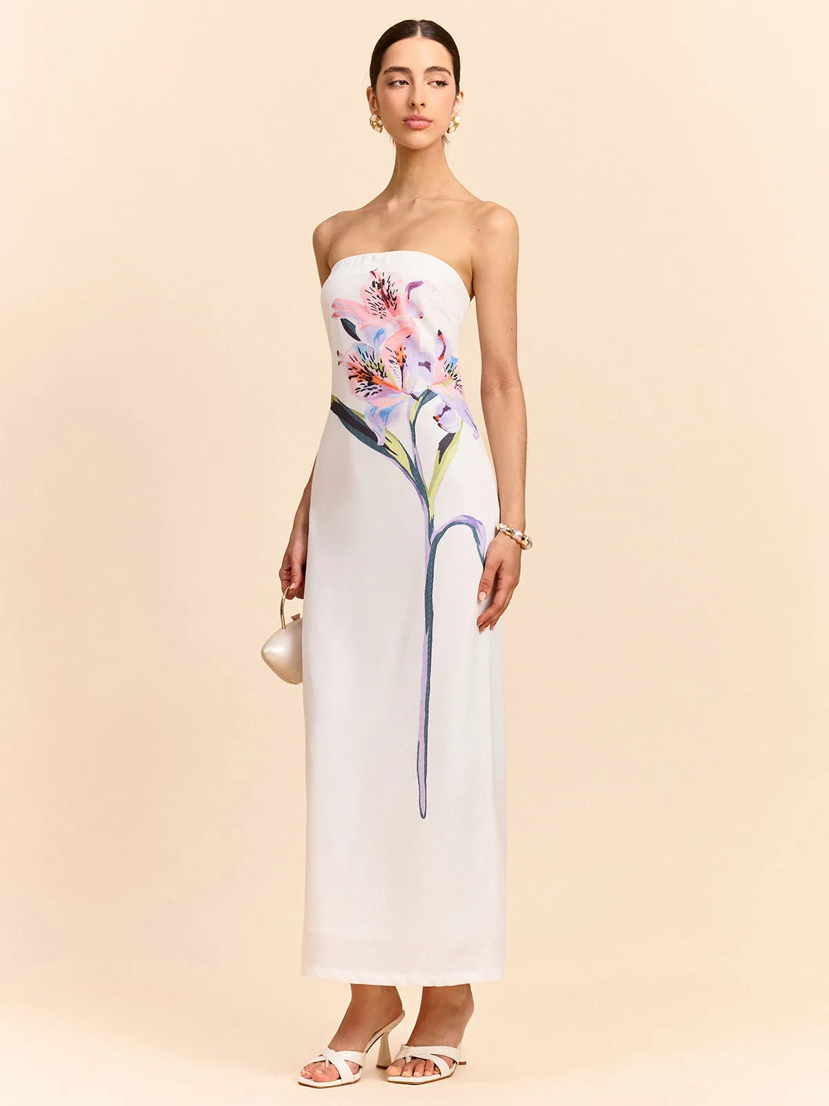 Strapless Floral Print Maxi Dress sold by COMMENSE product image thumbnail 3