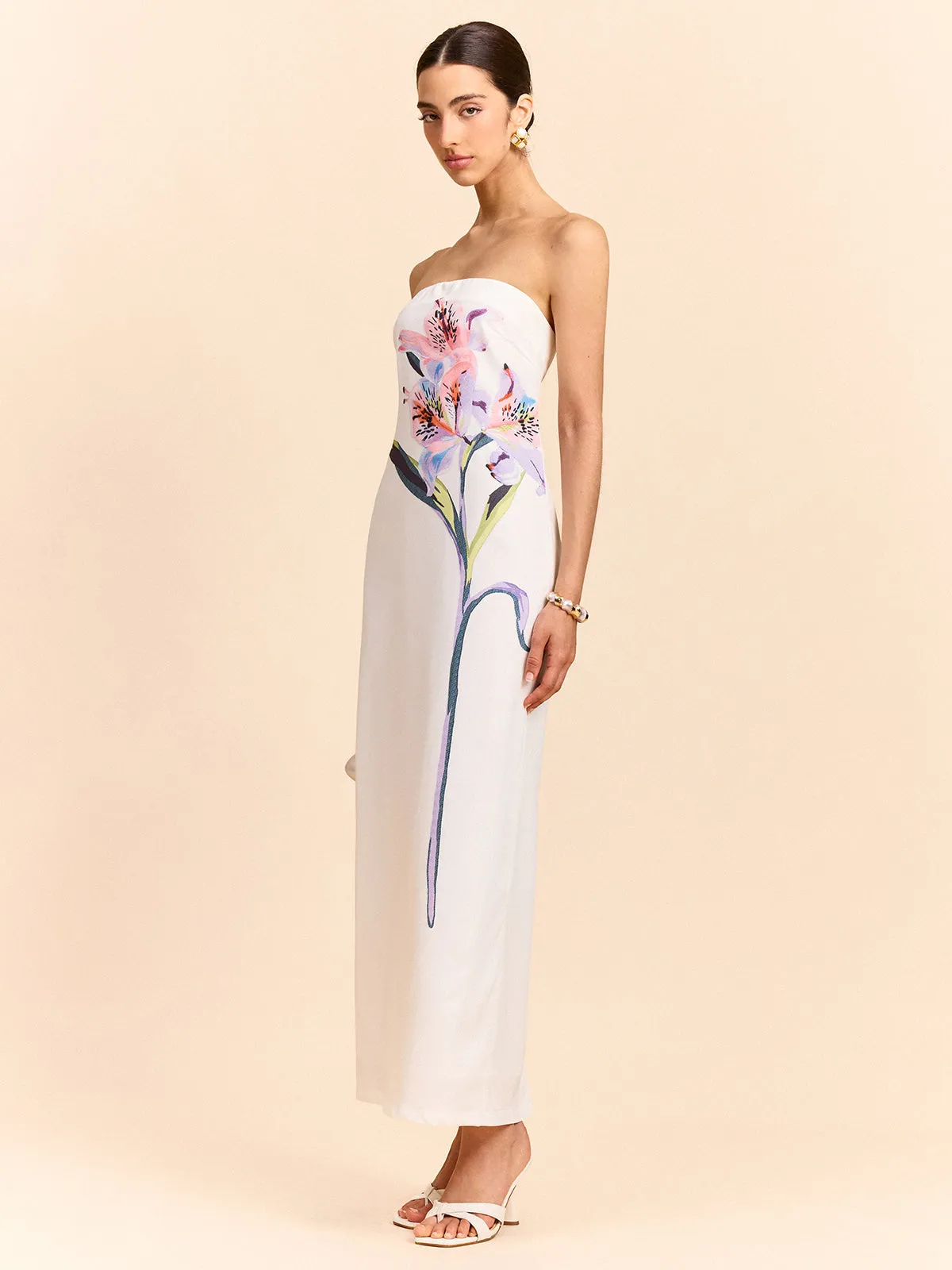 Strapless Floral Print Maxi Dress sold by COMMENSE product image thumbnail 4