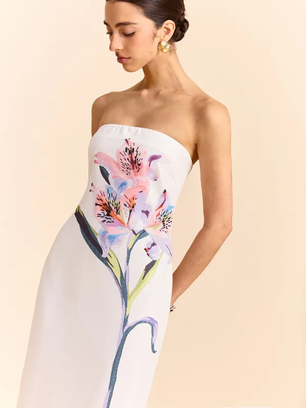 Strapless Floral Print Maxi Dress sold by COMMENSE
