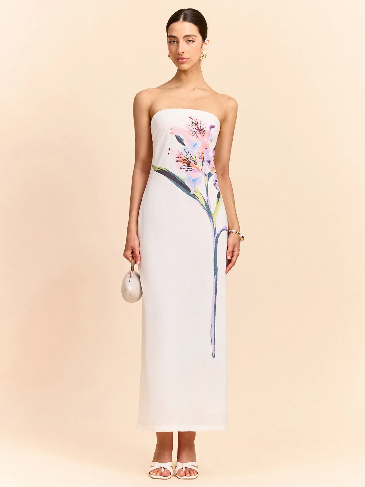 Strapless Floral Print Maxi Dress sold by COMMENSE product image thumbnail 2