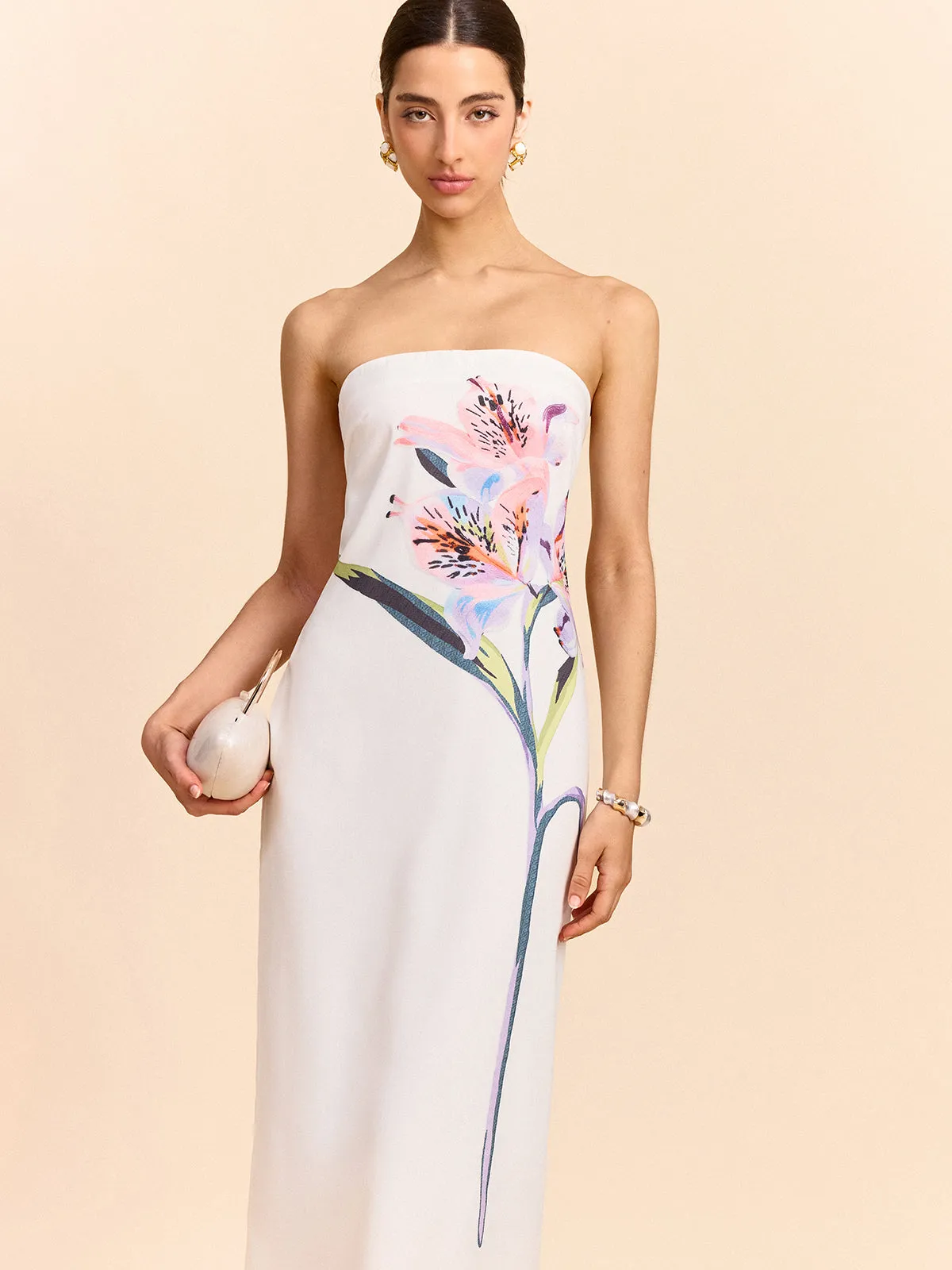 Strapless Floral Print Maxi Dress sold by COMMENSE product image thumbnail 5