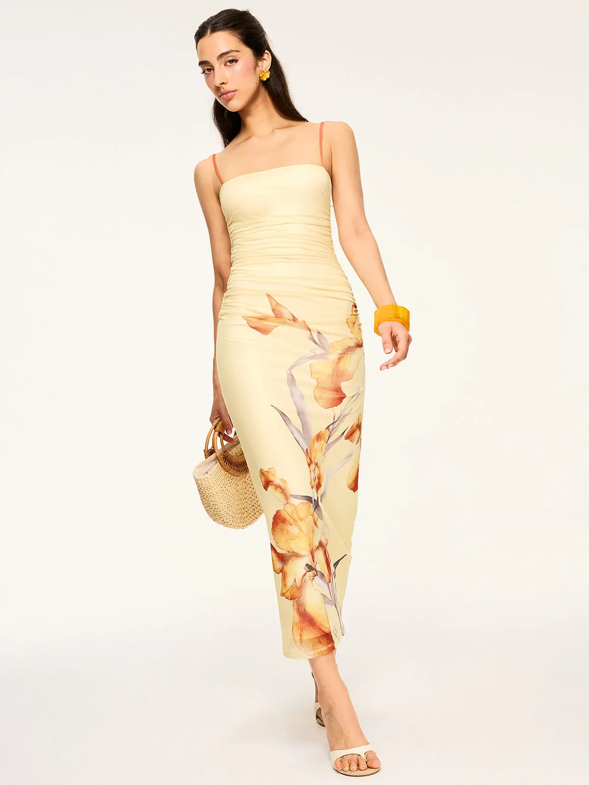Floral Print Ruched Maxi Dress sold by COMMENSE product image thumbnail 2
