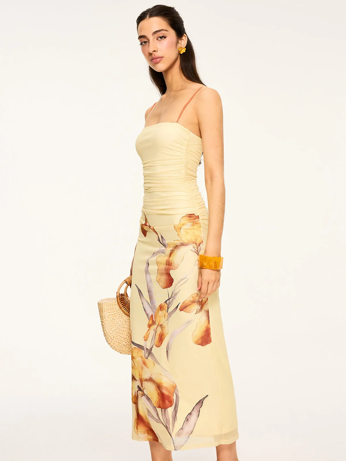 Floral Print Ruched Maxi Dress sold by COMMENSE product image thumbnail 4