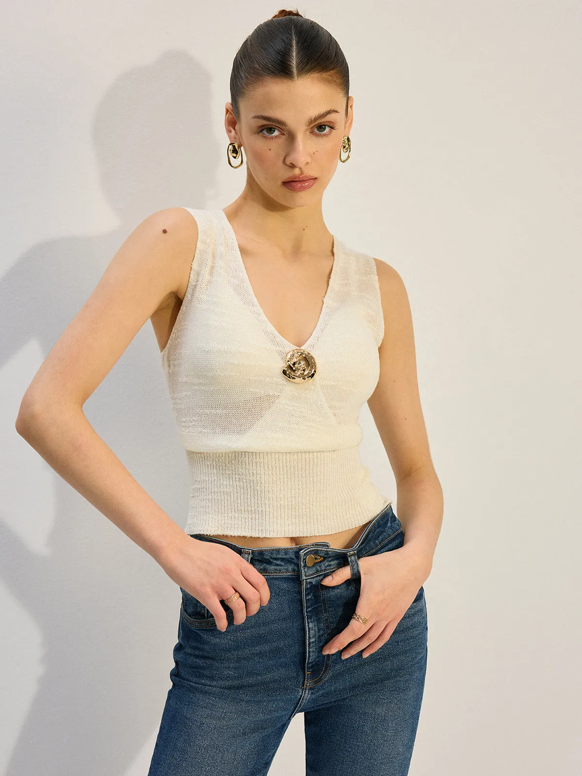 Metal Decor Knit Tank Top sold by COMMENSE product image thumbnail 2