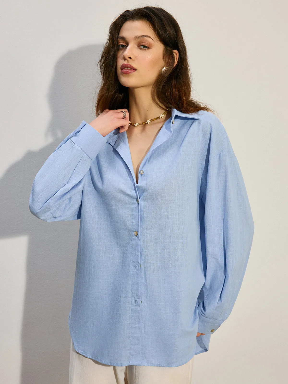 Oversized Button-Down Shirt sold by COMMENSE product image thumbnail 2
