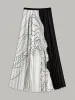 Pleated Abstract Print Skirt sold by COMMENSE