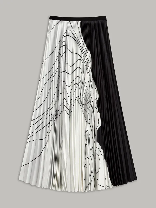 Pleated Abstract Print Skirt sold by COMMENSE