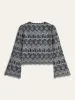 Embroidered Blouse with Tie-Front sold by COMMENSE