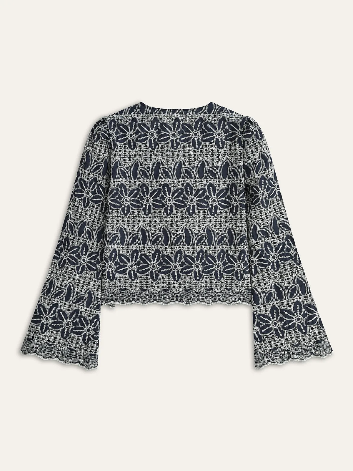 Embroidered Blouse with Tie-Front sold by COMMENSE product image thumbnail 2