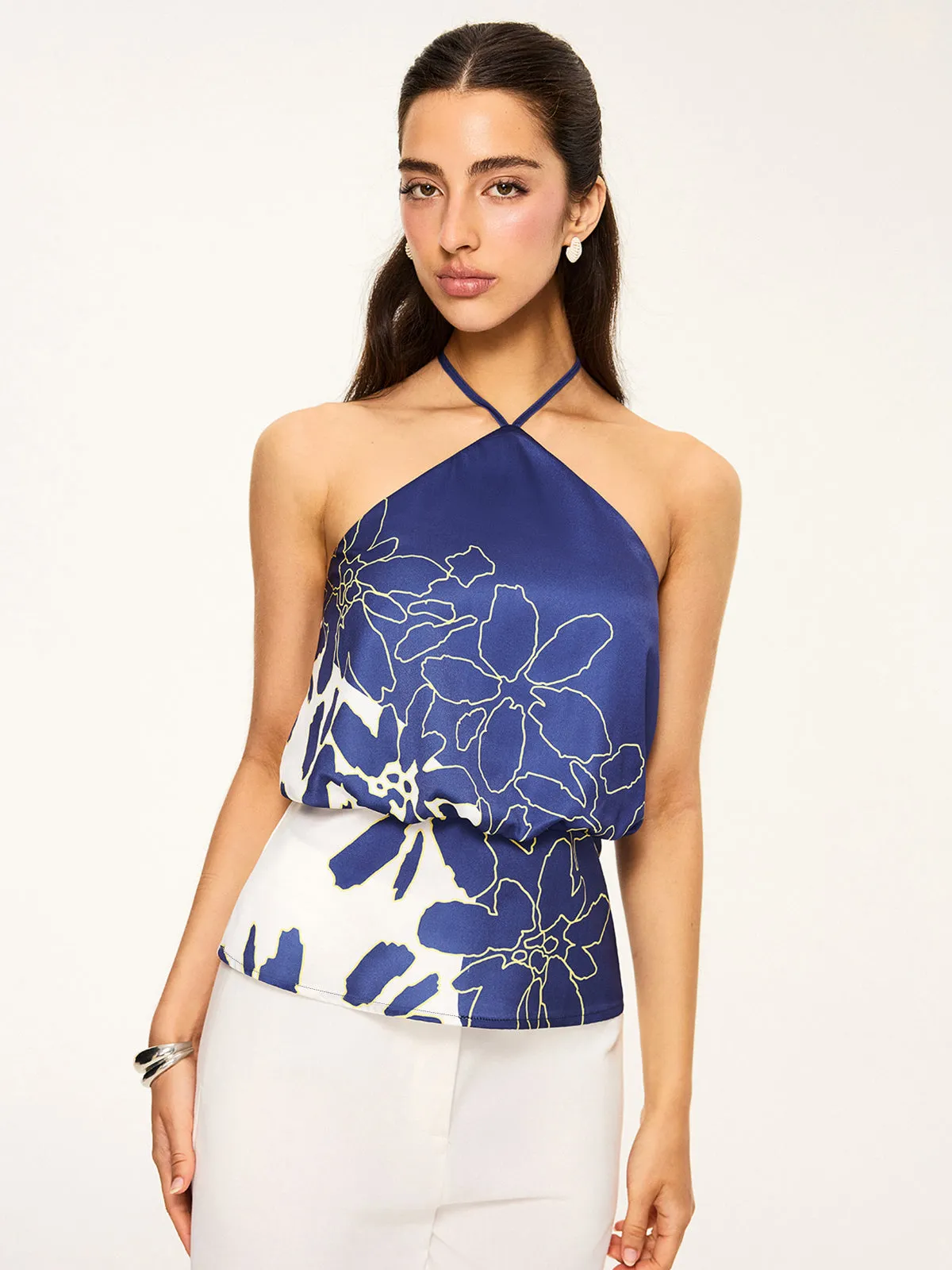 Floral Print Halter Backless Top sold by COMMENSE product image thumbnail 3