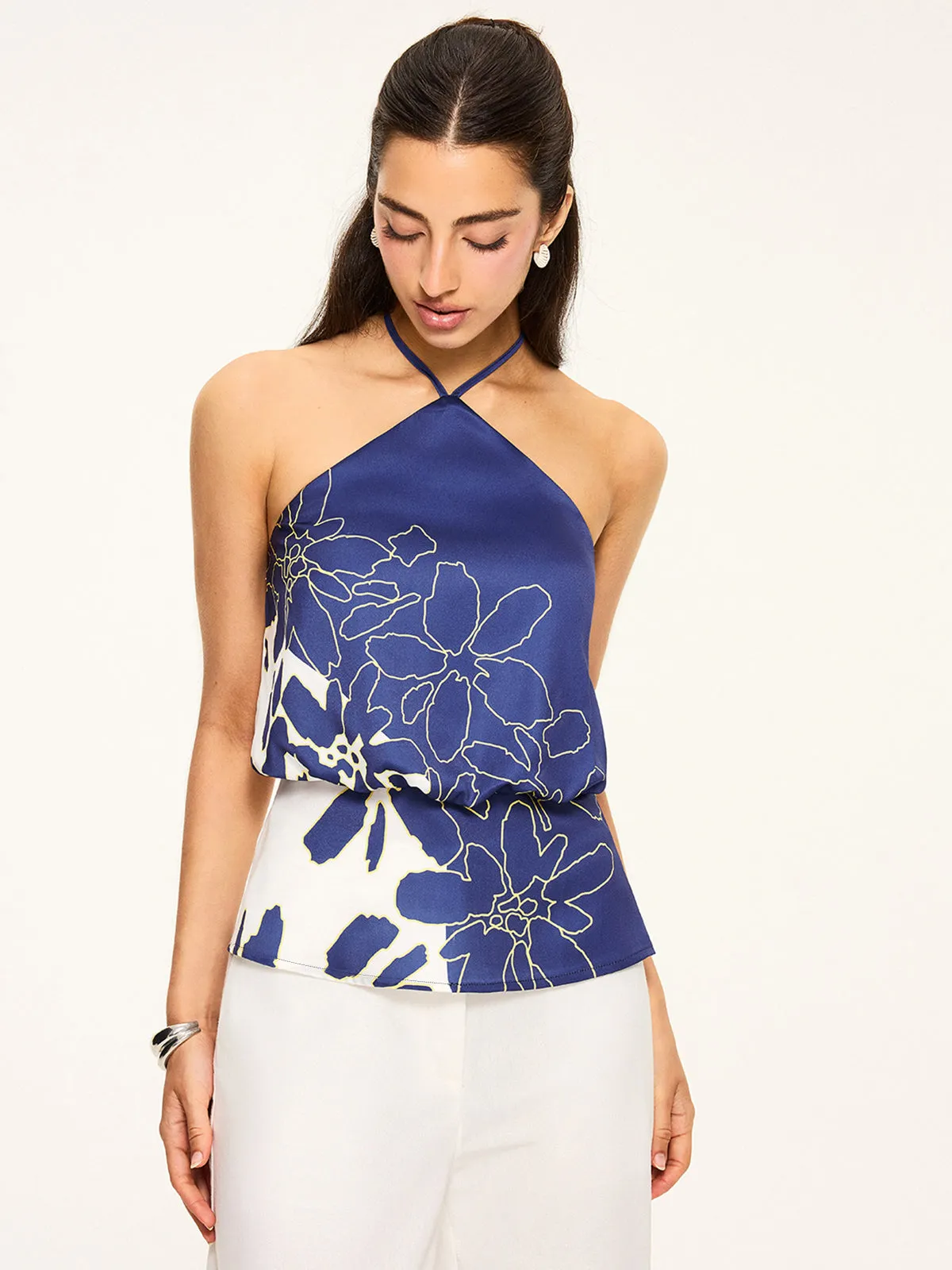 Floral Print Halter Backless Top sold by COMMENSE product image thumbnail 2