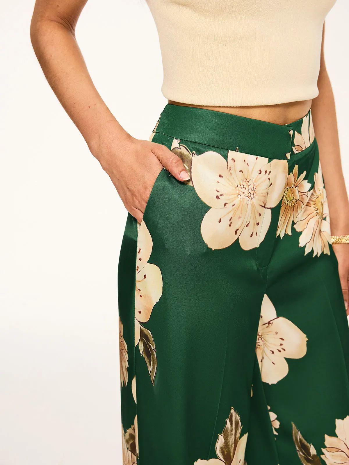 Floral Print Wide-Leg Pants sold by COMMENSE product image thumbnail 3
